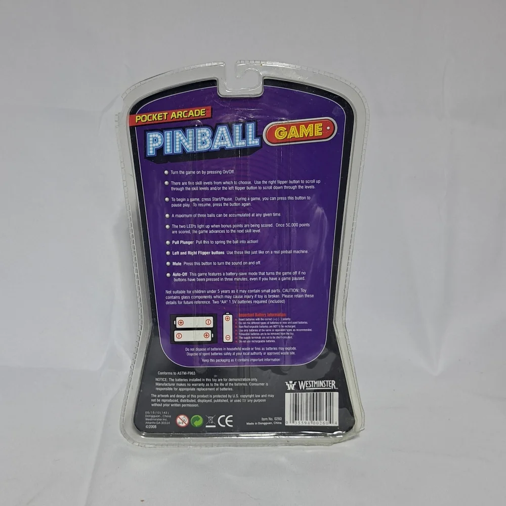Pocket Arcade‎ Handheld Pinball Game 8+ 2010 - New In Package